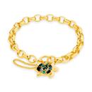 9ct-Gold-19cm-Belcher-Multi-Stone-Turtle-Padlock-Bracelet Sale