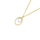 9ct-Gold-Two-Tone-Square-Tube-Polished-Oval-Circle-Pendant Sale