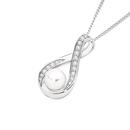 Sterling-Silver-Pearl-Cubic-Zirconia-Loop-Pendant Sale