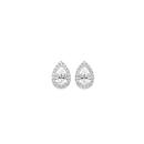 Sterling-Silver-Cubic-Zirconia-Pear-Halo-Stud-Earrings Sale