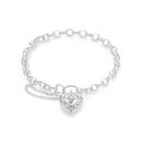 Sterling-Silver-Cubic-Zirconia-185cm-Heart-Bezel-Padlock-Bracelet Sale
