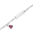 Sterling-Silver-17cm-Figaro-31-Pink-Enamel-heart-Charm-Identity-Bracelet Sale