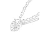Sterling-Silver-Cubic-Zirconia-185cm-Heart-Scroll-Padlock-Bracelet Sale