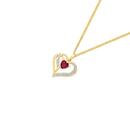 9ct-Gold-Created-Ruby-Diamond-Heart-Pendant Sale