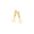 9ct-Gold-12mm-Clover-Drop-Flex-Hoop-Earrings Sale