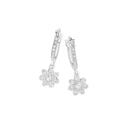 Sterling-Silver-Cubic-Zirconia-Flower-Drop-Hoop-Earrings Sale