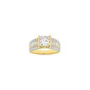 9ct-Gold-3-Carats-TW-Lab-Grown-Diamond-Princess-Cut-Three-Row-Ring Sale
