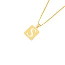 9ct-Gold-Square-Cutout-Initial-S-Pendant Sale