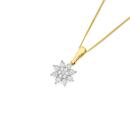 9ct-Two-Tone-Gold-Diamond-Flower-Cluster-Pendant Sale