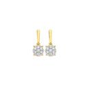 9ct-Gold-Diamond-Cluster-Drop-Stud-Earrings Sale