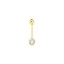 9ct-Gold-Round-Cubic-Zirconia-Bezel-Belly-Bar Sale