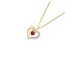 9ct-Gold-Created-Ruby-Diamond-Heart-Pendant Sale
