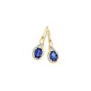 9ct-Gold-Created-Sapphire-Diamond-Oval-Cut-Hook-Earrings Sale