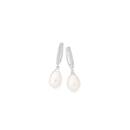 Sterling-Silver-Pearl-Cubic-Zirconia-Drop-2x12mm-Huggie-Earrings Sale