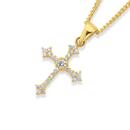 9ct-Gold-Cubic-Zirconia-Cross-Pendant Sale