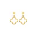 9ct-Gold-12mm-Open-Clover-Drop-Stud-Earrings Sale