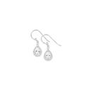 Sterling-Silver-Pear-Cubic-Zirconia-Halo-Drop-Hook-Earrings Sale