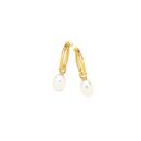 9ct-Gold-Cultured-Fresh-Water-Pearl-Hoop-Earrings Sale