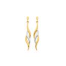 9ct-Gold-Two-Tone-Flame-Drop-Earrings Sale