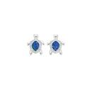 Sterling-Silver-Blue-Man-Made-Opal-CZ-Turtle-Stud-Earrings Sale