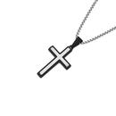 Stainless-Steel-35mm-Black-Plated-Edge-Brushed-Centre-Cross-Gents-Pendant Sale