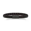 Steel-21cm-Brown-Black-Plaited-Leather-Bracelet Sale