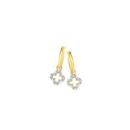 9ct-Gold-Diamond-Clover-Drop-Hoop-Earrings Sale