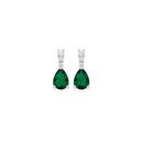 Sterling-Silver-Green-Pear-Cubic-Zirconia-Drop-Stud-Earrings Sale