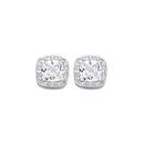 Sterling-Silver-Cushion-Cut-Cubic-Zirconia-Halo-Stud-Earrings Sale