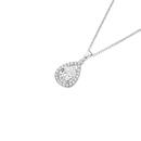 Sterling-Silver-Pear-Cubic-Zirconia-Frame-Pendant Sale