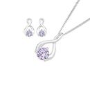 Sterling-Silver-Cubic-Zirconia-Wishbone-Pendant-Earrings-Set Sale
