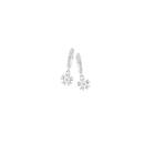 Silver-CZ-2x12mm-Flower-Drop-Huggie-Earrings Sale