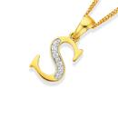 9ct-Gold-Diamond-Initial-S-Pendant Sale