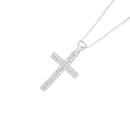 Sterling-Silver-Cubic-Zirconia-Square-End-25mm-Cross-Pendant Sale