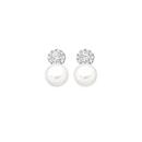 Silver-Pearl-CZ-Cluster-Stud-Earrings Sale