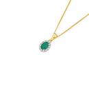 9ct-Gold-Natural-Emerald-20ct-Diamond-Oval-Frame-Pendant Sale
