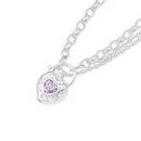 Sterling-Silver-Heart-Cubic-Zirconia-185cm-Filigree-Padlock-Bracelet Sale