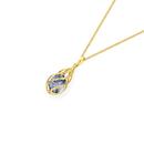 9ct-Gold-Created-Sapphire-Oval-Twist-Drop-Cage-Pendant Sale