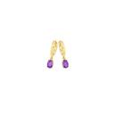 9ct-Gold-Amethyst-Oval-Drop-Huggie-Earrings Sale