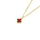 9ct-Gold-Created-Ruby-Clover-Pendant Sale