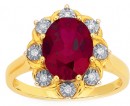 9ct-Gold-Created-Ruby-Diamond-Oval-Flower-Ring Sale