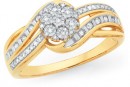 9ct-Gold-Diamond-Flower-Cluster-Swirl-Shoulder-Ring Sale