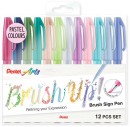 Pentel-Brush-Sign-Pen-Assorted-Pastels-12-Pack Sale