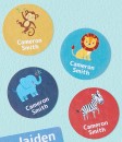 Zoo-Animals-Round-Name-Labels-30pk Sale