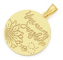 9ct-Gold-Sunflower-Bee-Message-Disc-Pendant Sale