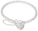 Sterling-Silver-19cm-Cubic-Zirconia-Heart-Bezel-Filigree-Padlock-Bracelet Sale