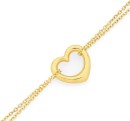 9ct-Gold-19cm-Double-Trace-with-Floating-Heart-Bracelet Sale