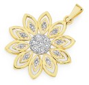9ct-Gold-Diamond-Flower-Pendant Sale