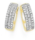 9ct-Gold-Diamond-Three-Row-Huggie-Earrings Sale