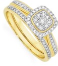 9ct-Gold-Diamond-Cushion-Shaped-Bridal-Set Sale